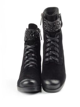 04-R135-1 BLACK Ботинки зимние женские (натуральная замша, натуральный мех) - Фабричный китай фото 16