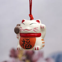 Сувенир керамика колокольчик Манеки-неко Счастье 5х6,5х6 см
