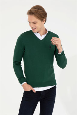 Мужской зеленый трикотажный свитер Basic - U.s. polo assn фото 9