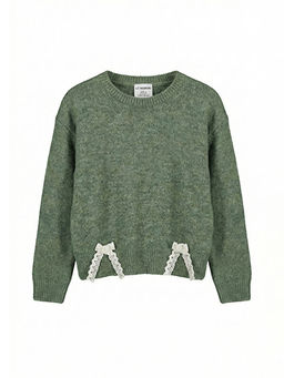 Bisiklet Yaka Dantel Detayl? K?z Bebek Triko Kazak