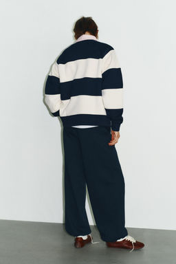 STRIPED POLO NECK SLOGAN SWEATSHIRT - Zara фото 5