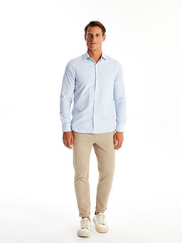 Slim Fit Uzun Kollu ?izgili Poplin Erkek G?mlek