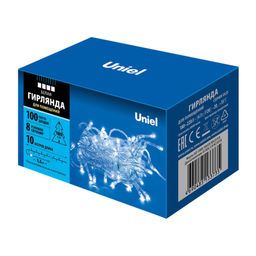 ULD-S1000-100/DTA WHITE IP20 Гирлянда светодиодная, 10м. 100 светодиодов. Белый свет. Провод прозрачный. ТМ Uniel