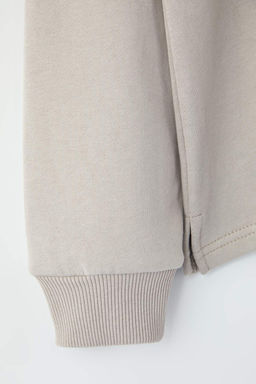 Gri Yeni Oversize/Genis Kesim Fermuarl? Gomlek Yaka Ici Sardonsuz Sweatshirt TMNAW26SW00013 - Trendyolmilla фото 3