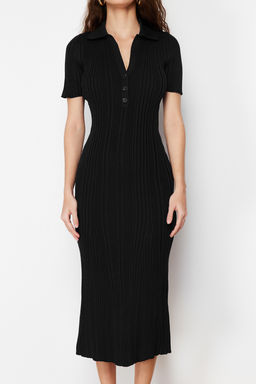 Siyah Maxi Polo Yaka Elbise TWOSS24EL00282