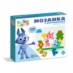 Игрушка "Мозаика с картинками" 24х3х19,5см, 110 элементов д1,3см, полипропилен, картонная коробка в ту пленке, "Stellar" (Россия)