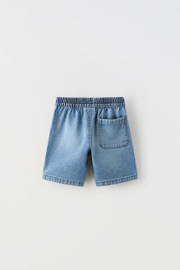 DENIM BERMUDA SHORTS WITH DRAWSTRINGS AND LABEL - Zara фото 2
