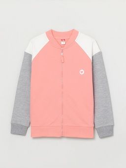 CRB wear/CWJG 62895-28-291 Толстовка для девочки, коралловый-светло-серый меланж/Ex.Cherubino
