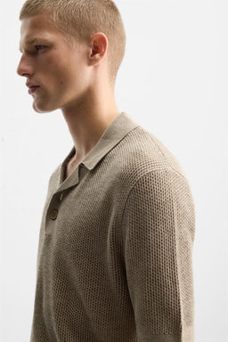 TEXTURED KNIT POLO SHIRT - Zara фото 5