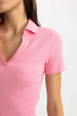 Футболка-поло приталенного кроя с короткими рукавами - Defacto фото 3