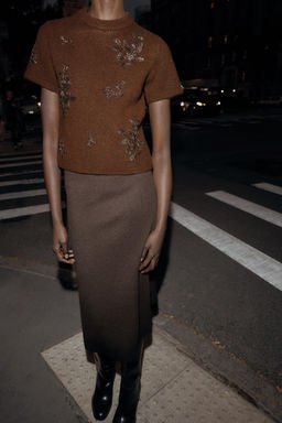 SHORT SLEEVE BEADED JUMPER - Zara фото 7