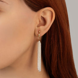 Серьги металл Цепи сборка, цвет серебряно-золотой, 5 см