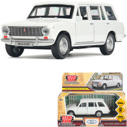 Технопарк. ВАЗ-2102 "Жигули" 12 см, металл, двери, баг., инерц, белый, кор. арт.2102-12-WH-WOD