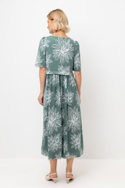 ЕВТ 5090/зеленый,крупные астры платье жен