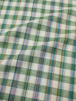 Холст полотенечный Клетка меланж цв.зеленый/суровый, ш.0.5м, лен-40%, хлопок-60%, 200гр/м.кв