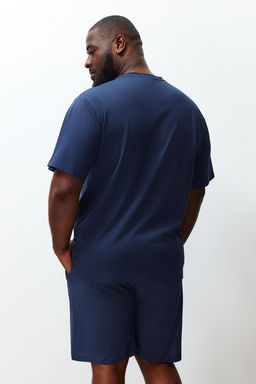TRENDYOL MAN Buyuk Beden Lacivert Regular Fit Rahat Slogan Bask?l? Orme Sortlu Pijama Tak?m? TMNSS23PT00013 - Trendyolmilla фото 6