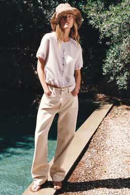 DOUBLE-LAYER KNIT CARDIGAN WITH LINEN BLEND