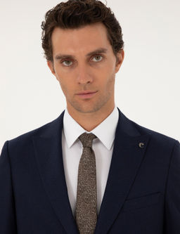 Koyu Lacivert Slim Fit Tak_m Elbise