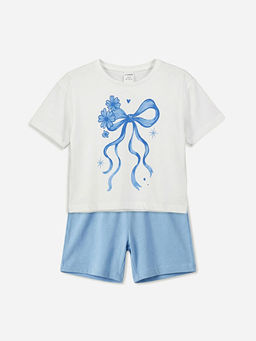 Fiyonk Bask?l? K?z ?ocuk Ti??rt ve ?ort