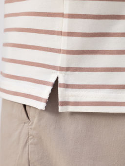 Джемпер мужской с воротником поло короткий рукав GREG G144-KD1246T-UT24 (беж полоска)  фото 2