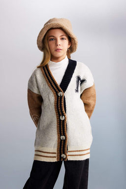 Кардиган для девочек с V-образным вырезом - Defacto фото 3