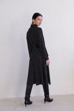 11511 Платье-рубашка чёрное в горошек - Martichelli фото 6