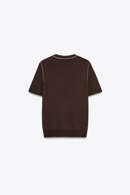 SHORT SLEEVE KNIT TOP WITH PIPING - Zara фото 27