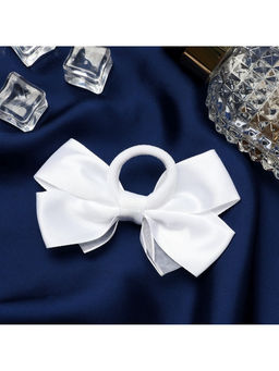 Цена за 6 шт. Бант для волос на резинке «Школьница», блеск галант, 8×4 см, белый