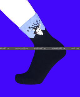 Цена за 12 пар. МИНИBS носки женские внутри махра Олени со слабой резинкой арт. 1680 37-41 (фактически 36-40) - For you фото 3