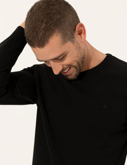 Siyah Slim Fit Bisiklet Yaka Basic Triko Kazak - Pierre cardin фото 2