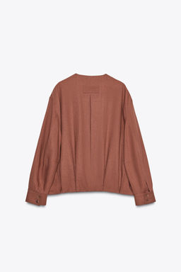 ZW COLLECTION LINEN BLEND BOMBER JACKET - Zara фото 3