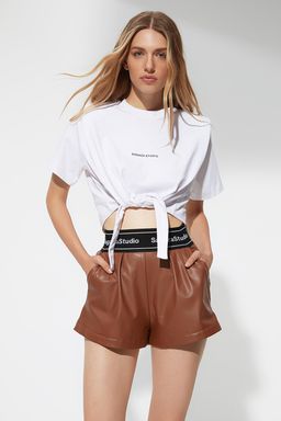 TRENDYOLMILLA X Sagaza Studio Siyah Sloganl? Orme T-Shirt TPRAW22TS0214  фото 9