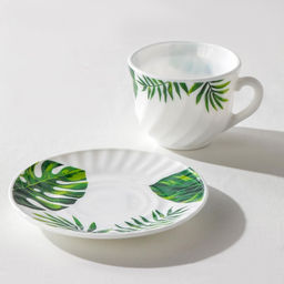 Столовый сервиз Доляна «Лист папоротника», 37 предметов, стеклокерамика, белый