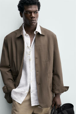 SOBRECAMISA RELAXED FIT ALGOD?N / Marr?n - Zara фото 7