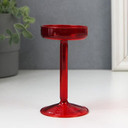 Стеклянный подсвечник на 1 свечу «Высокая ножка», красный, d до 6 см, 10.5×6×6 см