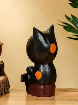 Сувенир «Кот с табличкой WELCOME», 10×7×16 см, дерево, чёрно-рыжий