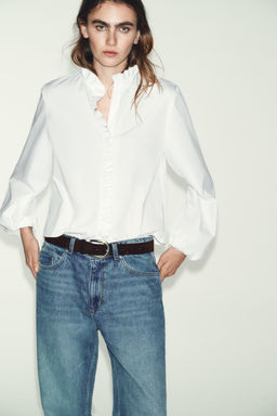 RUFFLED POPLIN BLOUSE - Zara фото 9