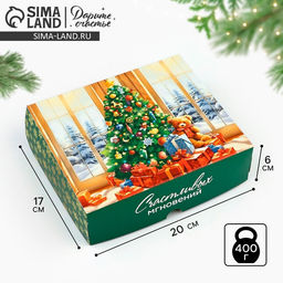 Цена за 5 шт. Упаковка для кондитерских изделий новогодняя «Счастливых мгновений», 20×17×6 см