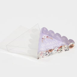 Цена за 5 шт. Коробка для кондитерских изделий новогодняя с пластиковой крышкой «С Новым годом», 18×18×4 см