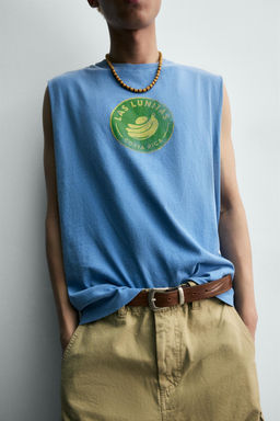 CAMISETA TANK ESTAMPADO COSTA RICA / Azul