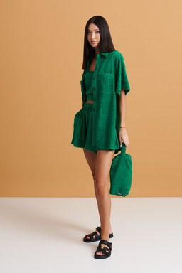 Рубашка Annete А708 из хлопка зелёная фото 2