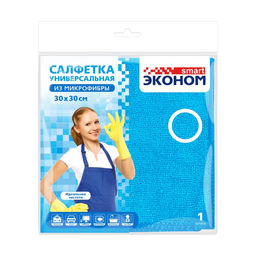 Салфетка для стекол и зеркал Эконом smart 30х30 80*20 №1 микрофибра арт. 80168