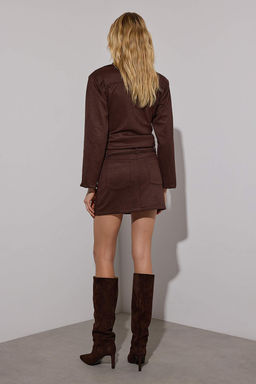 Kahverengi Limited Edition Mini Dokuma Etek TWOAW26ET00061 - Trendyolmilla фото 4