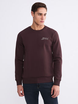 Bisiklet Yaka Bask?l? Erkek Sweatshirt