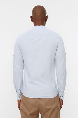 TRENDYOL MAN Koyu Yesil Slim Fit Basic Hakim Yaka Apoletli %100 Pamuklu Keten Gorunumlu Gomlek TMNSS20GO0188 - Trendyolmilla фото 13