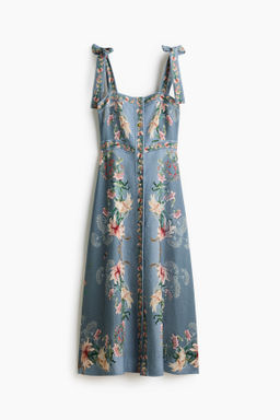 Vestido en mezcla de viscosa con tirantes de lazo