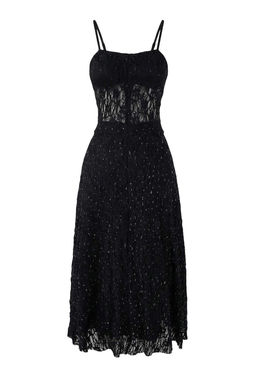 Siyah Dantel Tas Bask?l? Tul Astarl? Midi Elbise TPRSS26EL00004 - Trendyolmilla фото 2