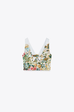 PRINTED KNOT CROP TOP - Zara фото 8