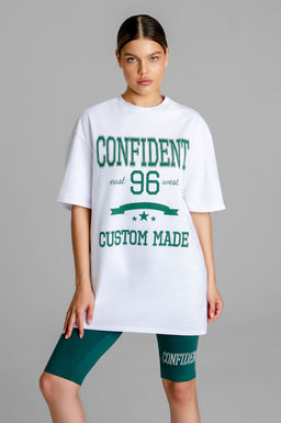 Арт. 5737 Костюм с велосипедками  42-50 (5 шт) Цвет:верх-белый,низ изумрудный