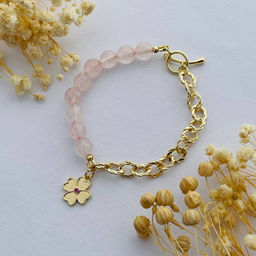 Браслет из Розового кварца с цепочкой 16 см